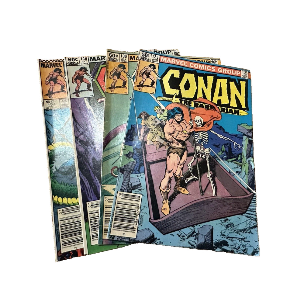 Marvel Comics, Conan The Barbarian Lot of 4, #125,136,148, & 154 1980s Fair/Good